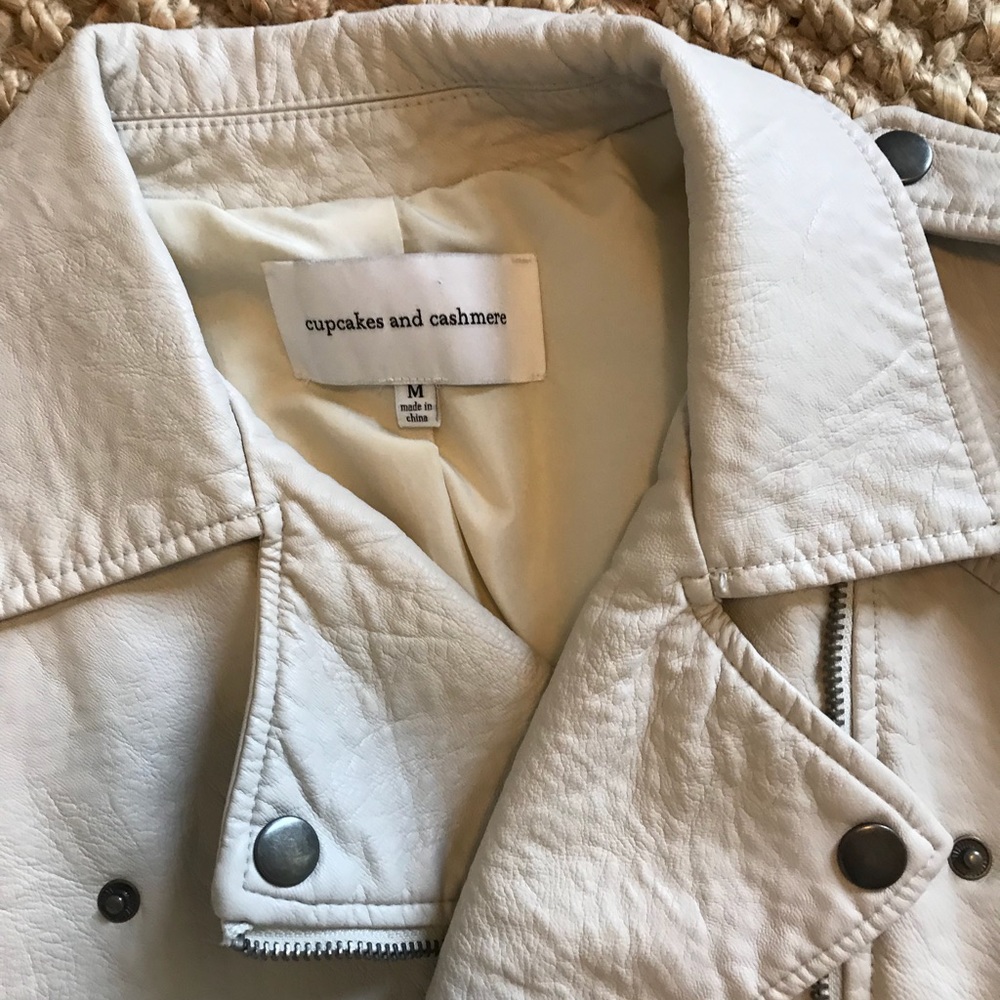 Faux leather Moto jacket - BONE color - Picture 6 of 6